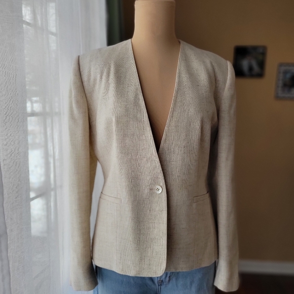 Evan Picone Jackets & Blazers - Vintage Evan Picone for Saks Fifth Avenue Linen Single Button Blazer Size 12
